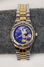 Mickey Mouse Blue Face Watch Disney MCK240 Wristwatch Two Tone Stainless Band