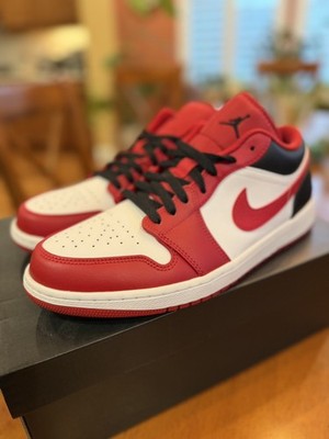 Nike Air Jordan 1 Low Mens 11 Bulls White Gym Red Reverse Black Toe 553558-163