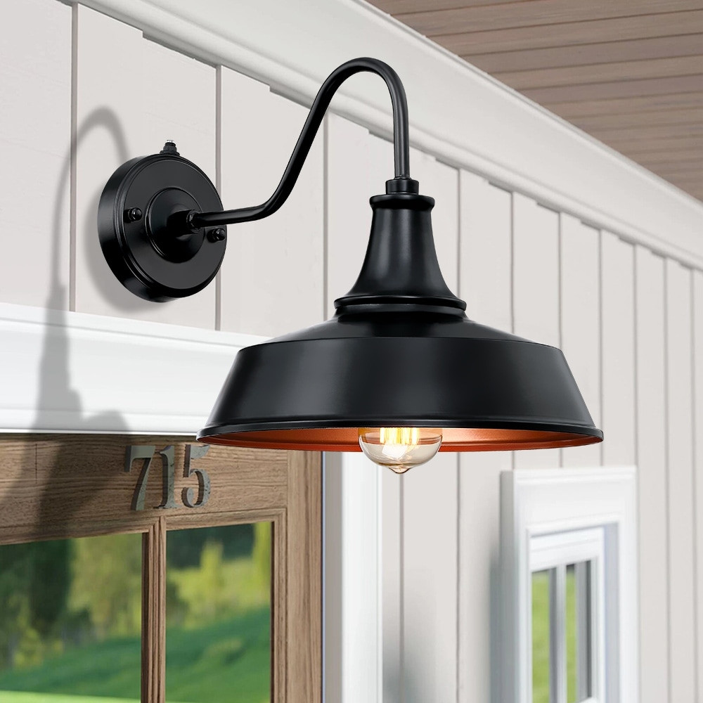 Black Dusk to Dawn Outdoor Wall Sconce Barn Light with Powder Coated Finish
