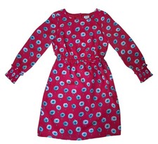 J.Crew Floral Dress Long Sleeve Elastic Waist Size 00 Red Pink Blue Polyester