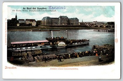 Postcard - An Bord des Dampfers - On Board the Steamer Ship Karlsbad - Dresden