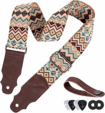 Guitar Strap, Head Layer Cowhide Adjustable from 38  to 64  , Light Boho
