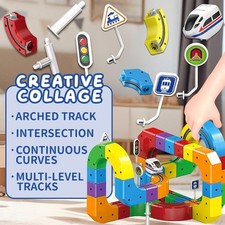 Electric Train Set Track Fusion Toys Magic 3D Rail Cube Train Set DIY Cube Track