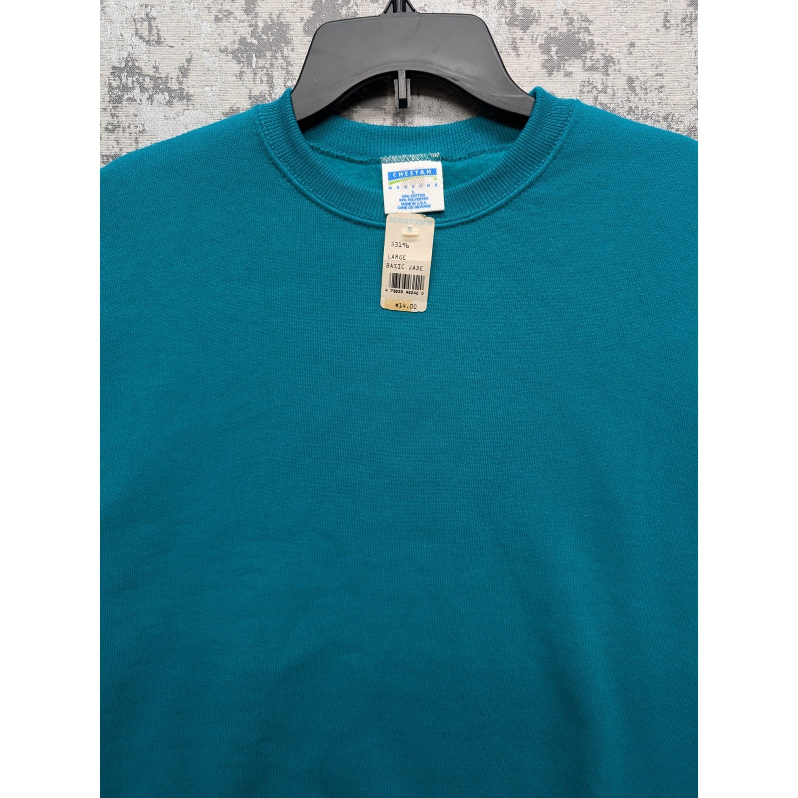 VTG Cheetah Basic Jade Teal Basic Crewneck Sweats… - image 4