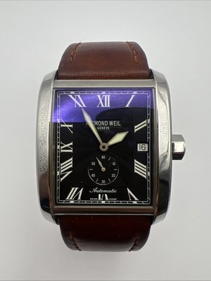 Raymond Weil Geneve Men's Automatic Chronograph  Black Dial Brown Leather