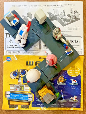 '08 TYC Pixar Disney Wall-E movie Buildable 8 ~1 '' Bot Figures Complete Set-RARE