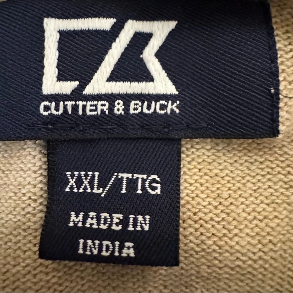 Cutter & Buck tan black Argyle zip neck golf sweat sweater shirt top sz XXL b55 - Image 2 of 4