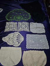 Doilies Mixed Vintage Hand Crocheted  Lace Lot Of 9 pcs Mixed Colors  Designs