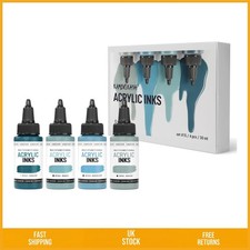 Vibrant Artist Acrylic Ink Set Pigmented Fast Drying Glossy Finish 30ml 5pcs