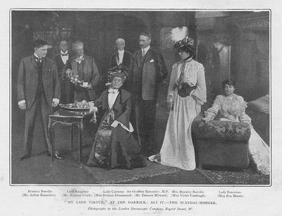 THEATERSZENE aus My Lady Tugend am Garrick - antiker Druck 1902