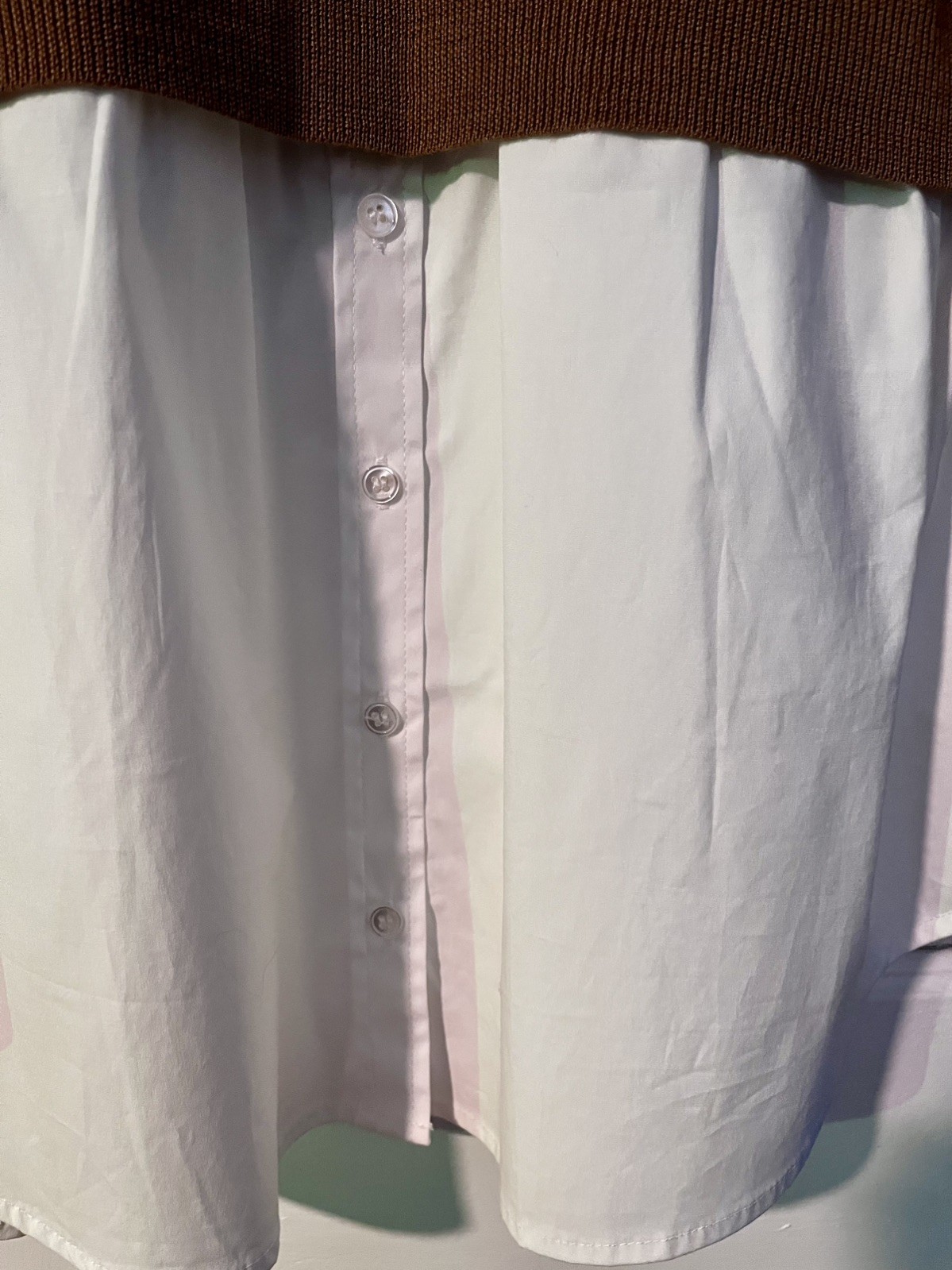 Veronica Beard Rocha Poplin Paneled Merino Wool Long Sleeve Shirt Large NWOT