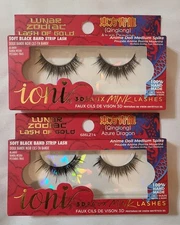 2pk Ioni 3D Faux Mink Lashes Lunar Zodiac Lash Of Gold Anime Doll Medium Spikes