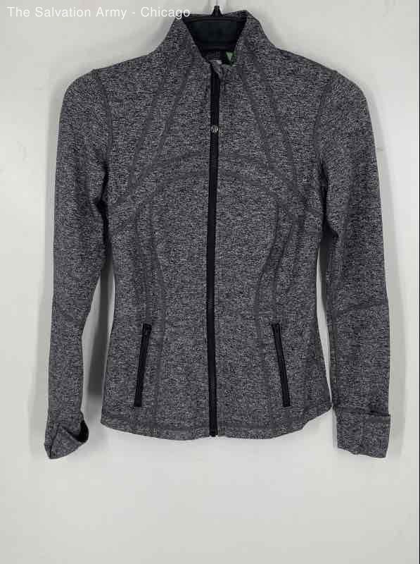 Lululemon Womens Gray Heather Pockets Long Sleeve Full-Zip Jacket Size 6