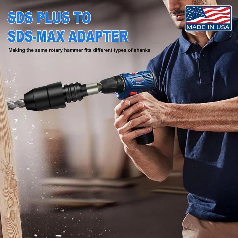 Адаптер SDS-Plus на SDS-Max для роторных молотков - длина 8-1/4 дюйма черный сплав - Изображение 2 из 4