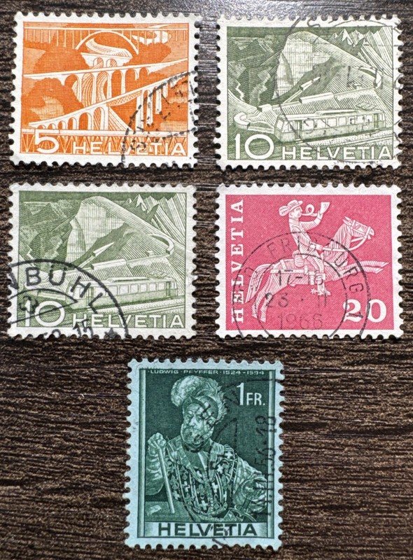 Lot of 5 Switzerland Stamps