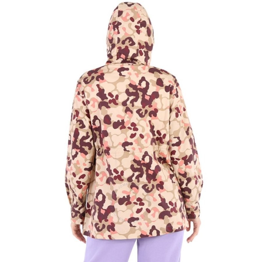 MONCLER 595YS TREBERON Field Parka Outdoor Jacket Hood Multi Camo Pink Beige S-M image 4