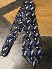 ALBERT NIPON GEOMETRIC PRINT SILK MENS NECK TIE USA MADE WEDDING BUSINESS