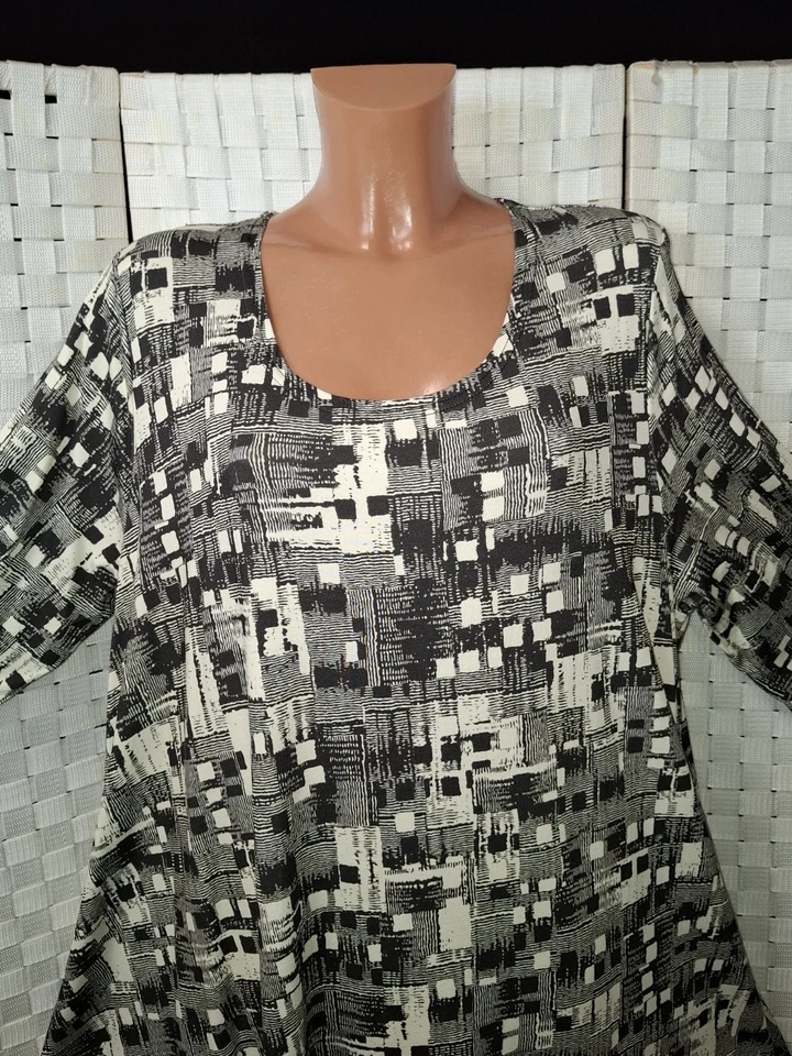 Naveed Tunika Shirt ca 50 52 (2) NEU A-Linie schwarz weiß Jersey Frühling Sommer - Bild 2 von 4