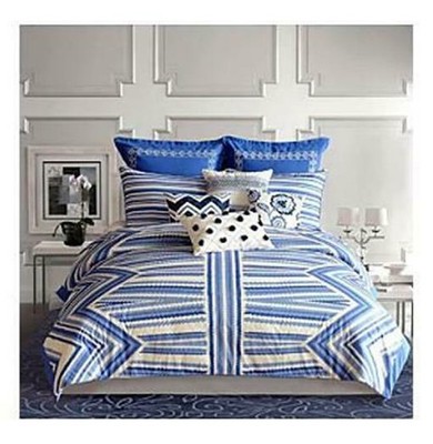 NOSTALGIA HOME Shay Blue & White 3P FULL/ QUEEN DUVET SET NWT COTTON