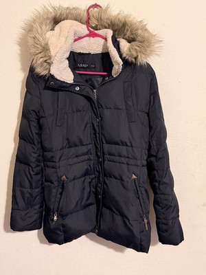 Polo Ralph Lauren Women's Sz M S Black Down Hooded Coat Parka Puffer Faux Fur T