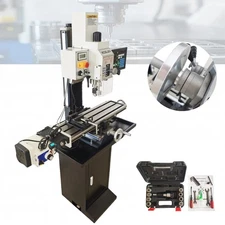 Horizontal Milling Drilling Lathe 110V R8 Spindle with Linear Scale Auto Feeder