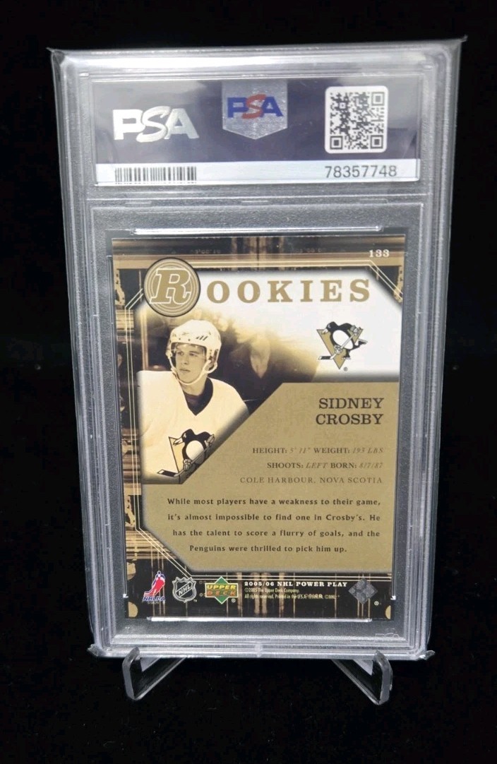 2005-06 Upper Deck Power Play - Rookies Sidney Crosby #133 (RC) PSA 10 GEM MINT view 2