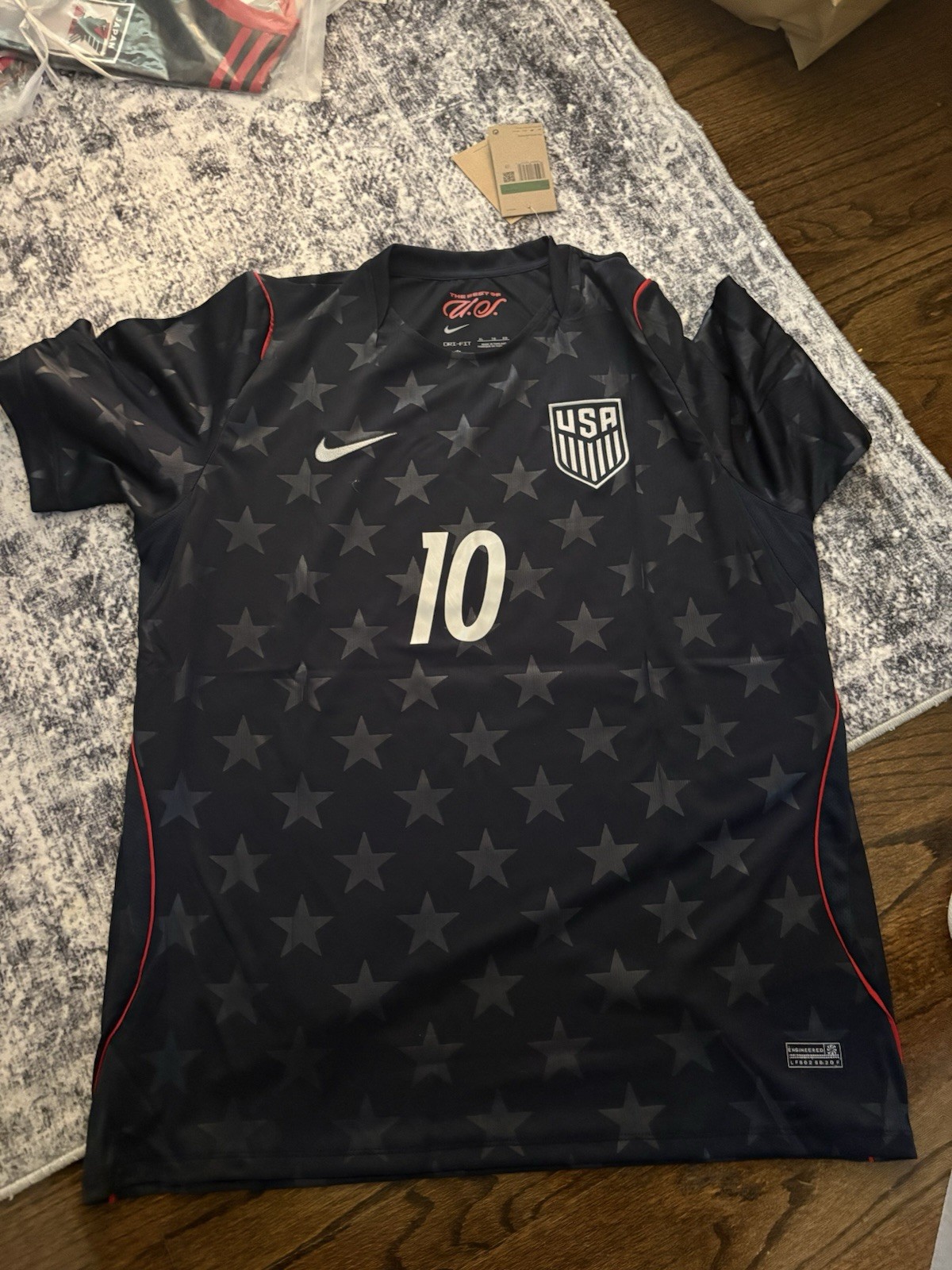New USA Soccer Away Football Jersey World Cup Pulisic 10 Slim FIt XL