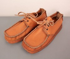 Men's VTG NOS 70s Manly Brown Leather Moccasins Earth Shoes Style Sz 7 D 70s