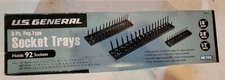 U.S. GENERAL Peg-Type Metric Socket Tray, 3 Piece, Black Tool Organization New