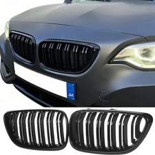 KÜHLERGRILL DOPPELSTEG NIEREN GRILL PASSEND FÜR BMW 2er F22 F23 GLÄZEND SCHWARZ