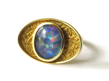 RAR! Modernist PERLI 585 Gold Damen Ring mit Opal-Triplette - Gr. 56
