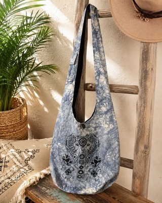 Kathmandu Imports Elephant Hobo Bag NWT Cotton Canvas Boho Hippie