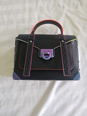 Michael Kors Manhattan Medium Contrast-Trim Leather Satchel