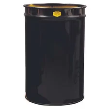 Justrite 26014K Open Head Waste Receptacle Drum, Steel, 30 Gal, Unlined, Black