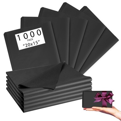 1000 Sheets 20''X15'' Black Tissue Paper Bulk for Gift Bags - Wrapping Tissue P...