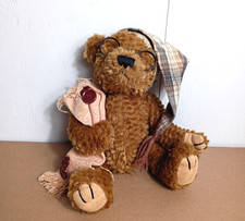 Dan Dee Collectors Choice Bear Plush Glasses Sleep Hat Blanket Soft 10"