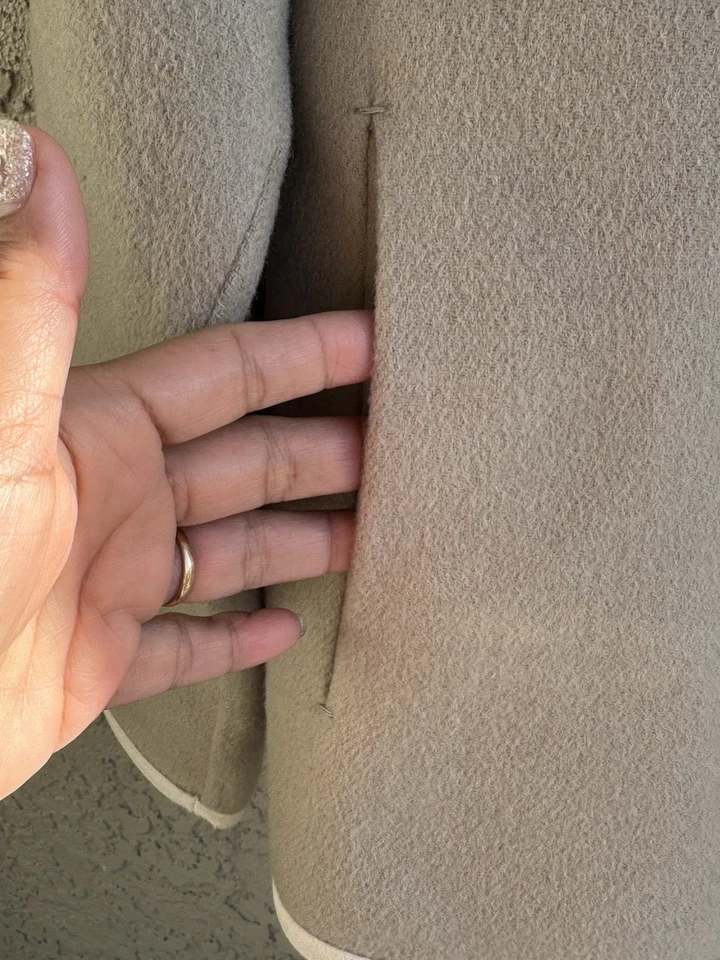 Chaqueta cuadrada beige hombro caído lana cachemir Lafayette 148 New York para mujer talla L Foto 4 de 4