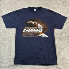 VTG Denver Broncos Shirt Mens Large Blue NFL Football Logo 7 1998 AFC Champs
