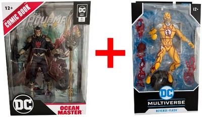 DC Direct Aquaman, Reverse-Flash, bewegliche Actionfiguren Comic Waffen, 2er-Set