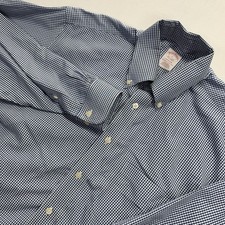 Brooks Brothers Shirt Mens Large Blue Gingham Madison Fit Non-Iron Supima Cotton