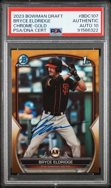 2023 Bowman Draft Chrome 1st Gold Refractor Auto Bryce Eldridge /50 AUTH 10 AUTO