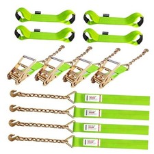 3 inch 8 Point Tie Down Kit with Chain  Grab Hooks, Heavy Duty Roll Back Tow