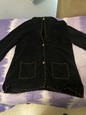   White Stag Women's Black Cardigan Sweater Button Pockets Plus Size 18W/20W