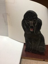 Handmade Wooden Handpainted Free Standing BLACK POODLE Plaque/Paperweight/Statue