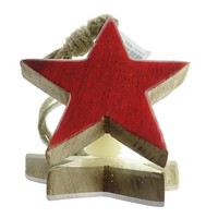 WeihnachtsanhäNger Massivo Stern Rot & Natur 15 Cm - Holz