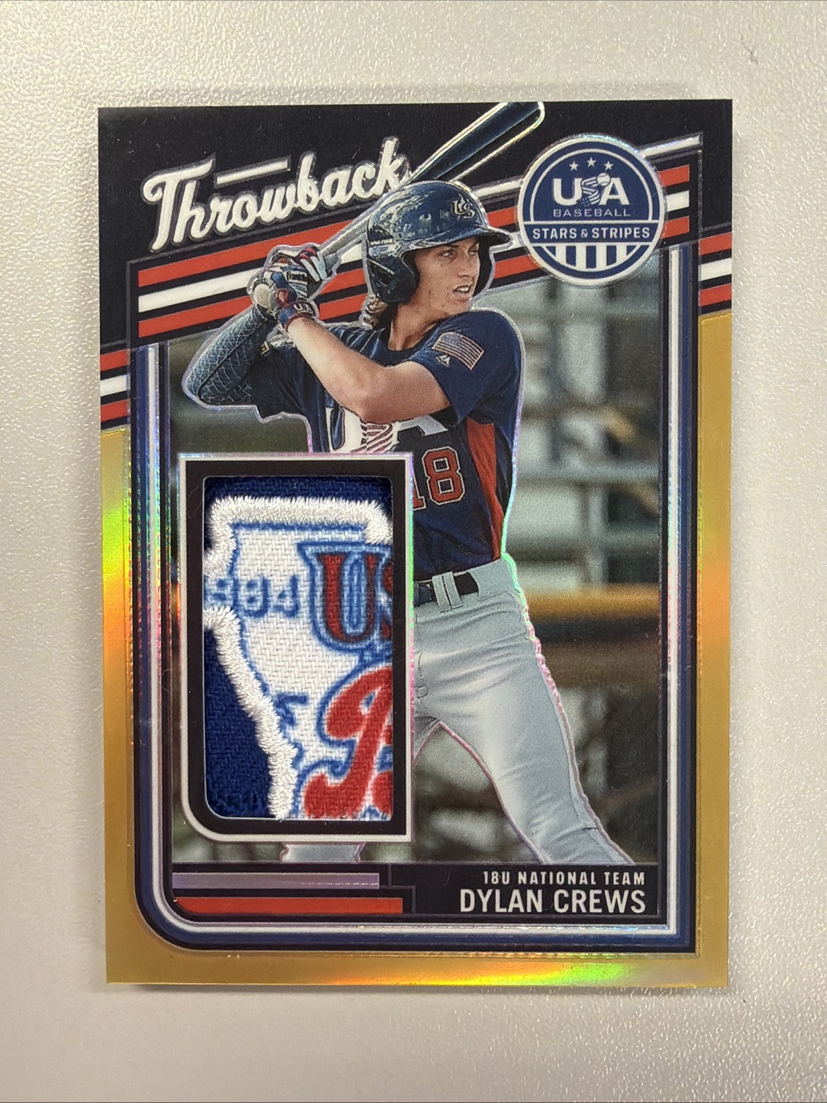 Dylan Crews Patch /10 2026 Panini USA Stars Stripes Gold Game Used TM-DC