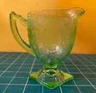 Vintage 1930s Indiana Green Depression Glass Creamer No. 612 Horseshoe Pattern