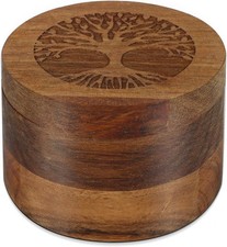 Small Wood Urn for Human  Pet Ashes Tree of Life Memorial Keepsake, Brown