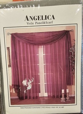 Angelica Voile Panel And Scarf Sage (2 Panels/1 Scarf)
