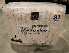 ADULT WOMENS UNDERWEAR TOTAL PROTECTION SIZE LARGE 21 Count Members Mark